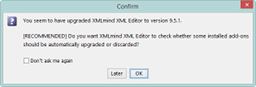 Confirm automatic upgrade of user-installed add-ons after a new version of XXE is installed