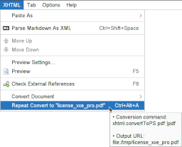New "Repeat Convert to" menu item below the "Convert Document" sub-menu