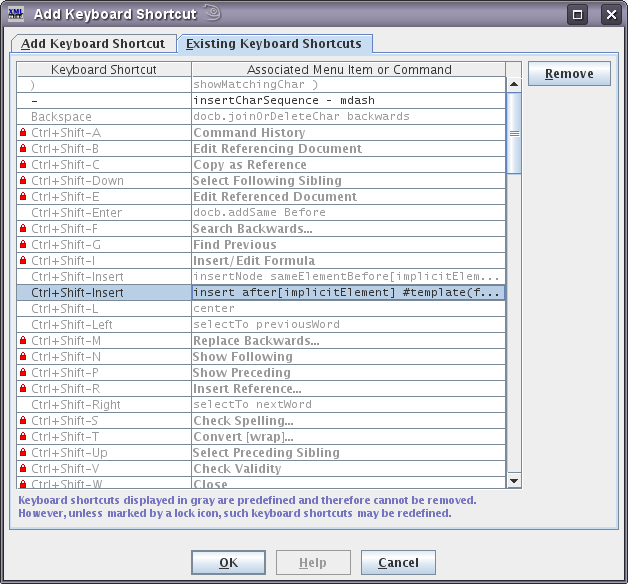 Removing a previously defined keyboard shortcut Removing a previously defined keyboard shortcut