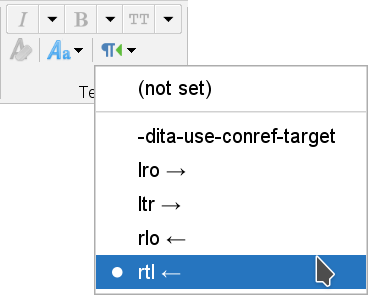 The "Set dir" button as found in the DITA toolbar