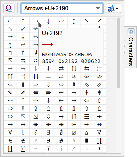 The Characters tool