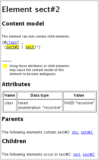 Sect.xml example when first sect element is selected