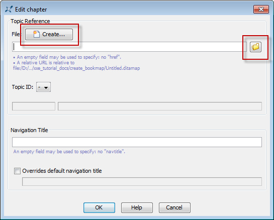 "Edit Topicref" dialog box