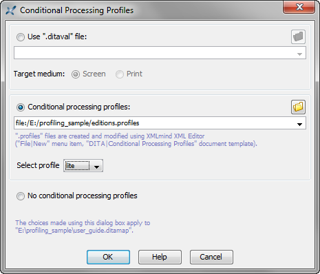 "Select Profile" dialog box