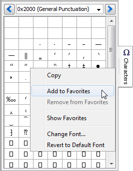 The Characters tool