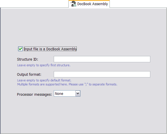 The DocBook Assembly tab