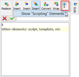 The 'Toggle the visibility of elements belonging to certain categories' button of the Edit tool