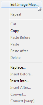 The right-click, contextual, popup menu has an "Edit Image Map" entry