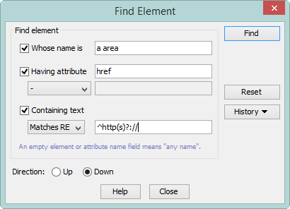 The "Find Element" dialog box
